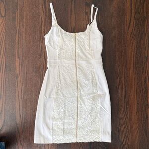 Express Vintage White Midi Lace Dress